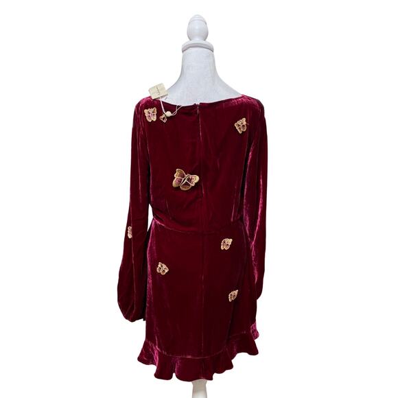 For Love & Lemons Papillon Mini Dress Large Red NWT - Picture 5 of 9